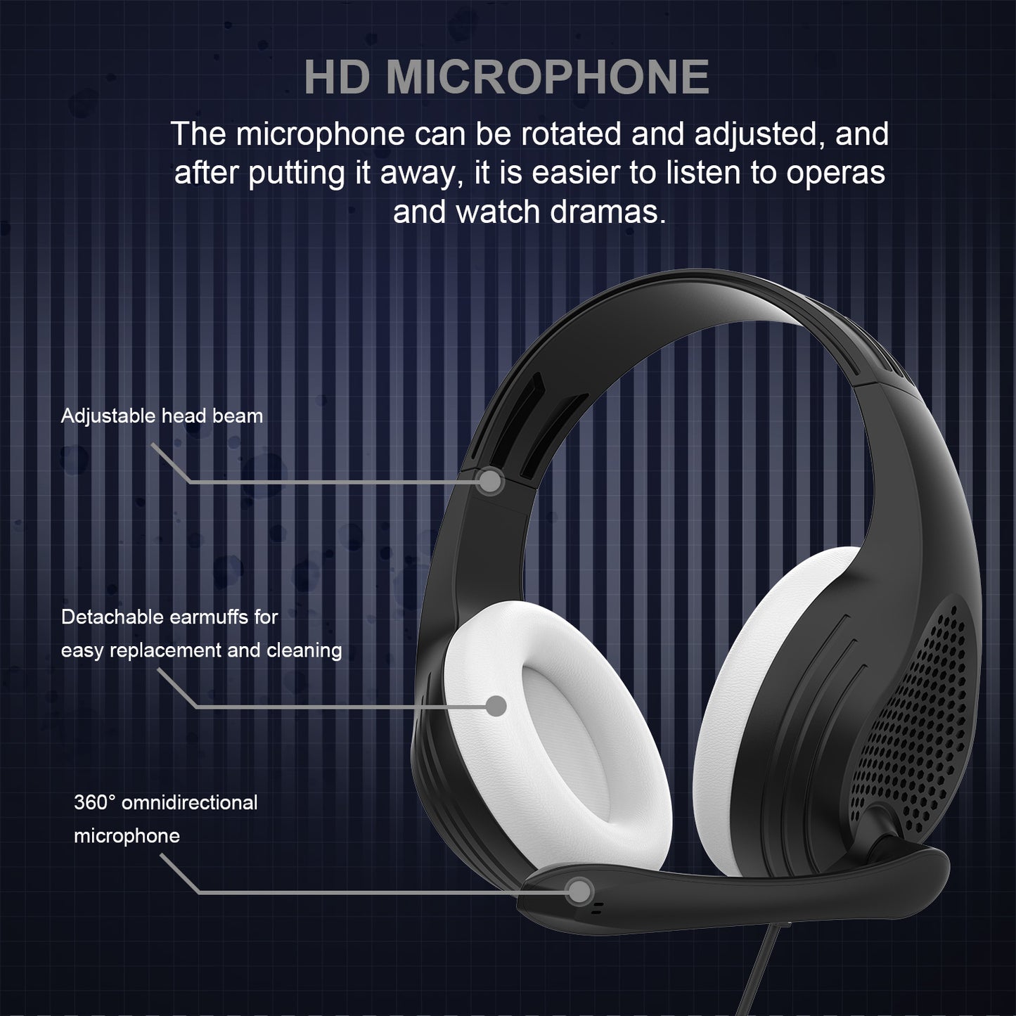 ANIVIA A9 Over-head Wired Bass Stereo Headphone Computer Gaming Music Headset with 3.5mm Audio Jack