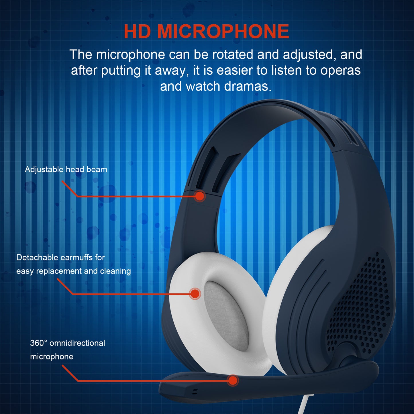 ANIVIA A9 Over-head Wired Bass Stereo Headphone Computer Gaming Music Headset with 3.5mm Audio Jack