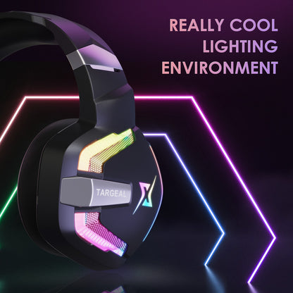 TARGEAL 7.1 Surround Sound USB Wired Headphones PC Gaming Headset with RGB Light for PS4 Smartphone Laptop