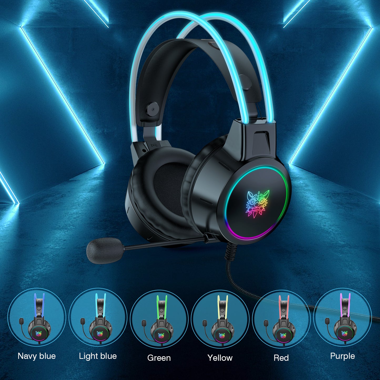 ONIKUMA X15 Pro Gaming Headset 3.5mm Wired Headset Surround Sound Gaming Headphone with RGB Lighting Effect