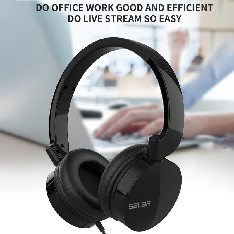 SALAR H93 Business Operator Voice Headset Mobile Phone Computer Game Wired Headphone with Detachable Microphone