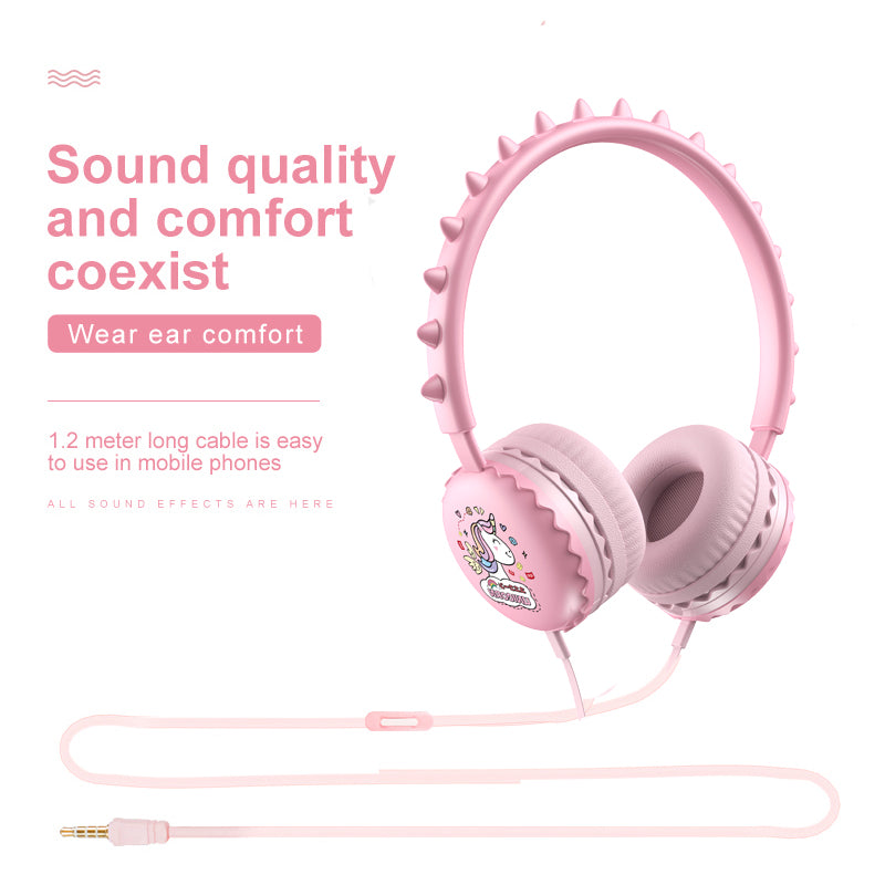 Y19 Cute Cartoon Wired Headset Stereo Sound Cored Headphones with Microphone for Kids (CE)