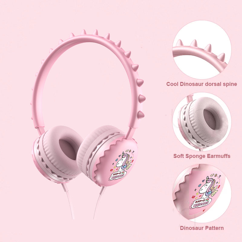 Y19 Cute Cartoon Wired Headset Stereo Sound Cored Headphones with Microphone for Kids (CE)