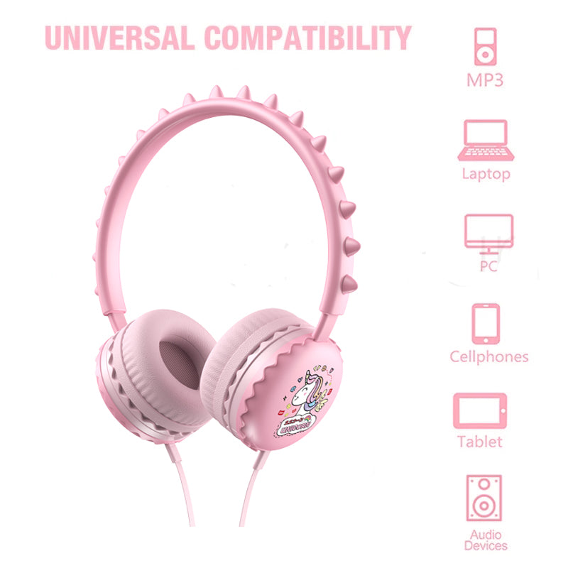 Y19 Cute Cartoon Wired Headset Stereo Sound Cored Headphones with Microphone for Kids (CE)