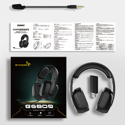 SOMIC GS809 Gaming Headset 2.4G Wireless Bluetooth Headphone Ultra-low Latency Earphone with Mic Support 3.5mm Audio Wired Connection