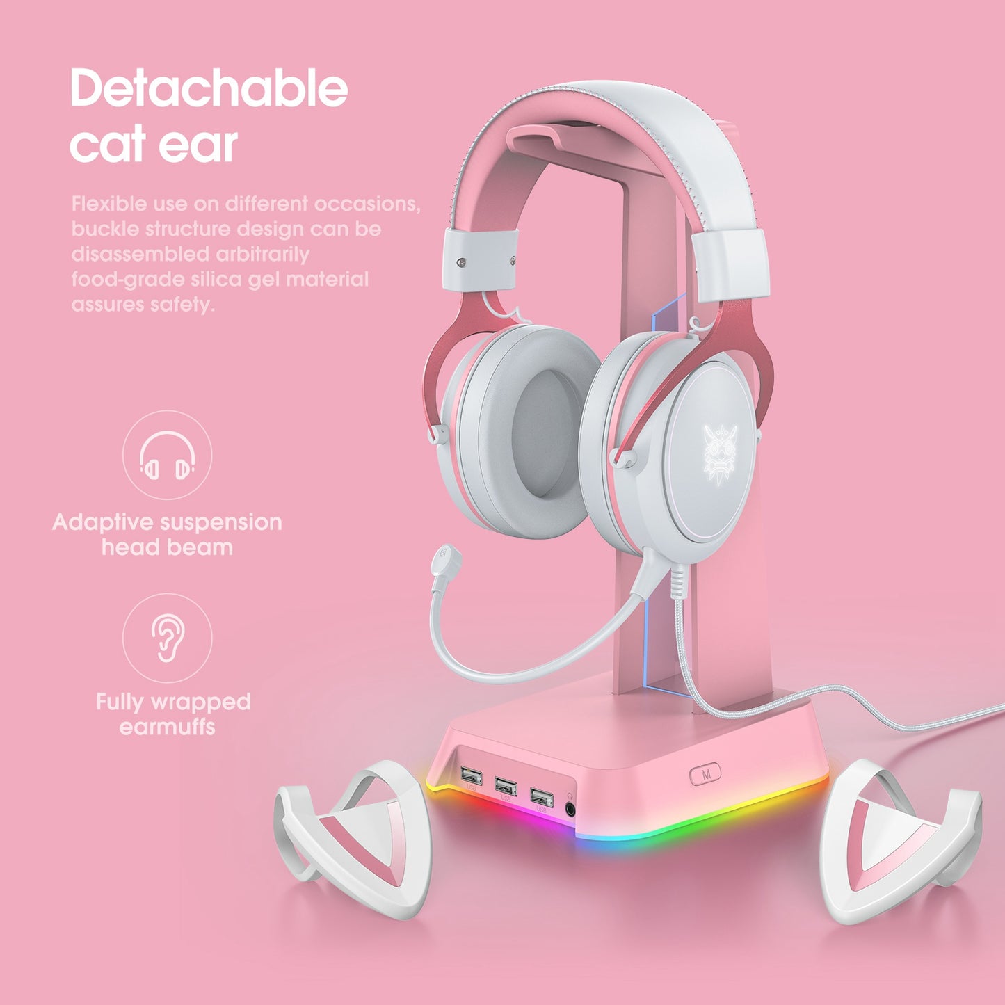 ONIKUMA X10 Cute Cartoon Design Head-mounted USB+3.5mm Wired Headphone Computer Laptop Gaming Music Headset