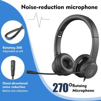 ANIVIA A7 Wired Headset with Noise-reduction Microphone Folding Rotating Headphone Integrated Headset for Game/Conversation