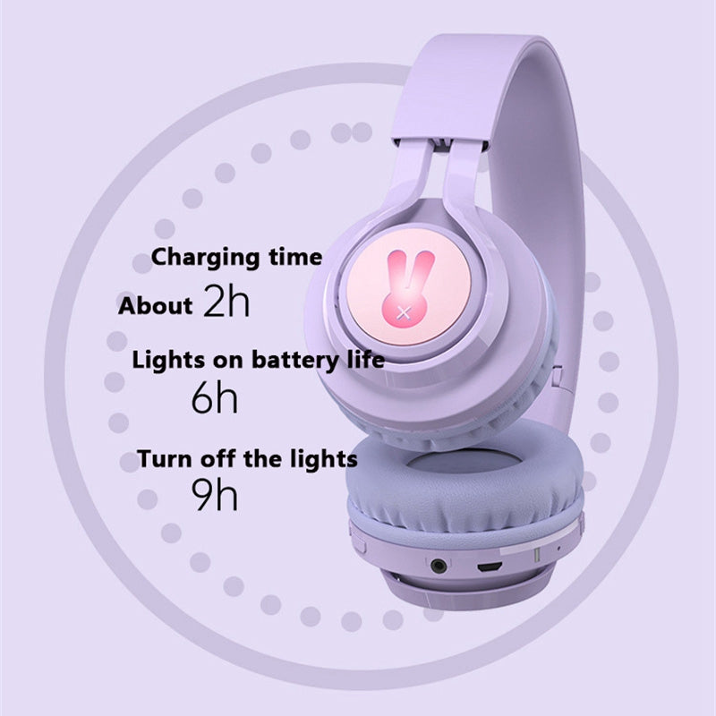 BT06+ Folding Over-ear Headset Cute Wireless Bluetooth Kid&#39;s Headphone With Microphone LED Light