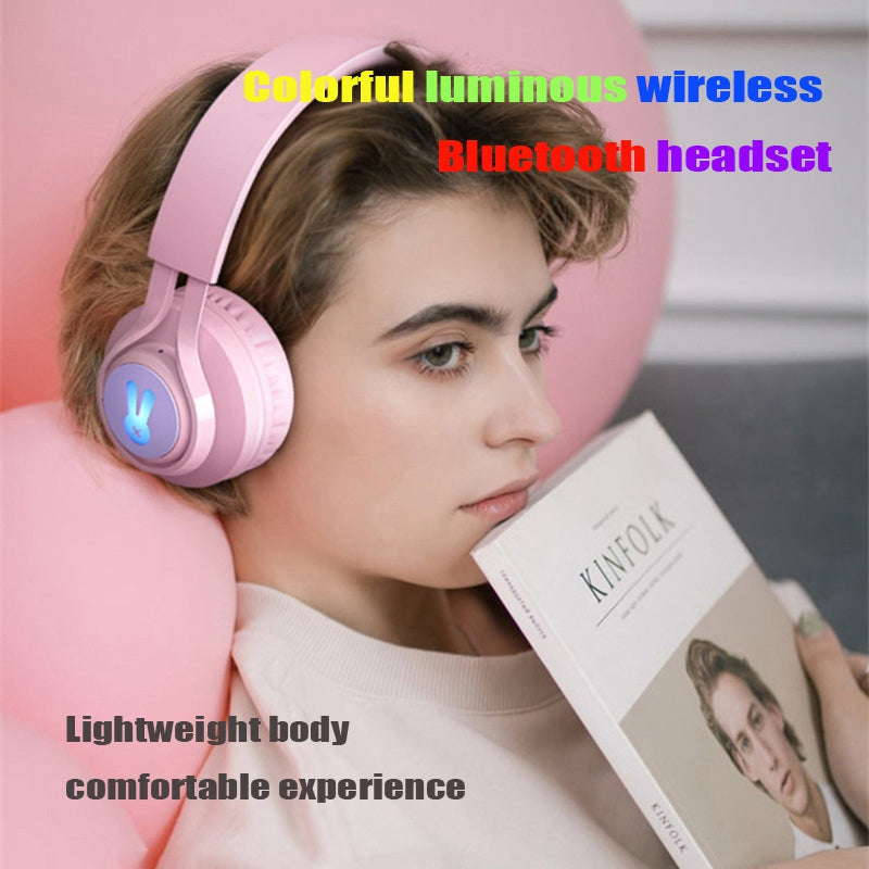 BT06+ Folding Over-ear Headset Cute Wireless Bluetooth Kid&#39;s Headphone With Microphone LED Light