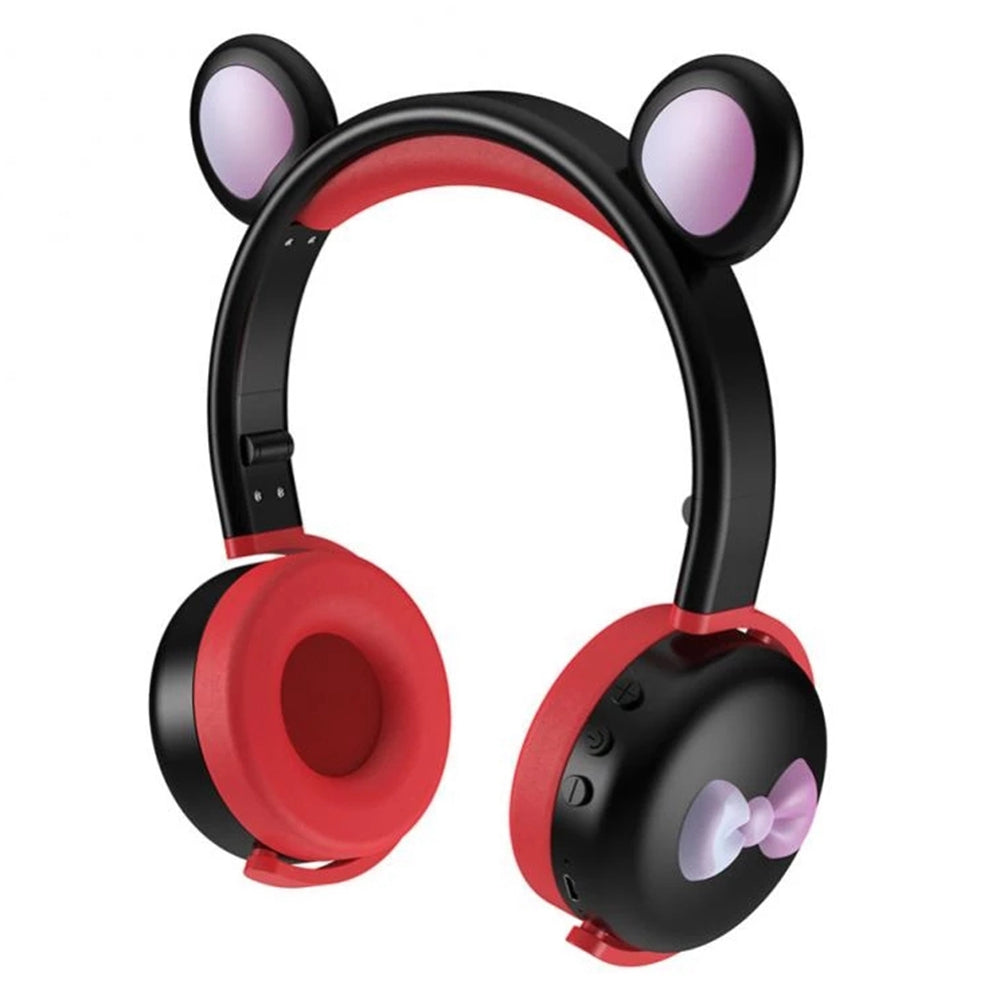 BK7 Cute Bear Wireless Bluetooth Headset Cartoon LED Light AUX-In Over Ear Headphone Children&#39;s Gift (CE Certificated)