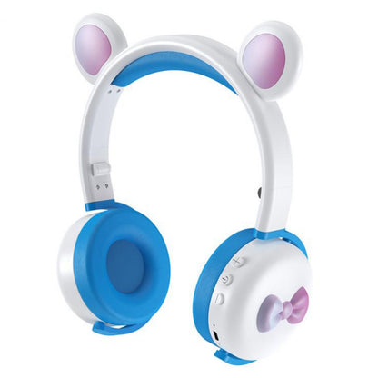 BK7 Cute Bear Wireless Bluetooth Headset Cartoon LED Light AUX-In Over Ear Headphone Children&#39;s Gift (CE Certificated)