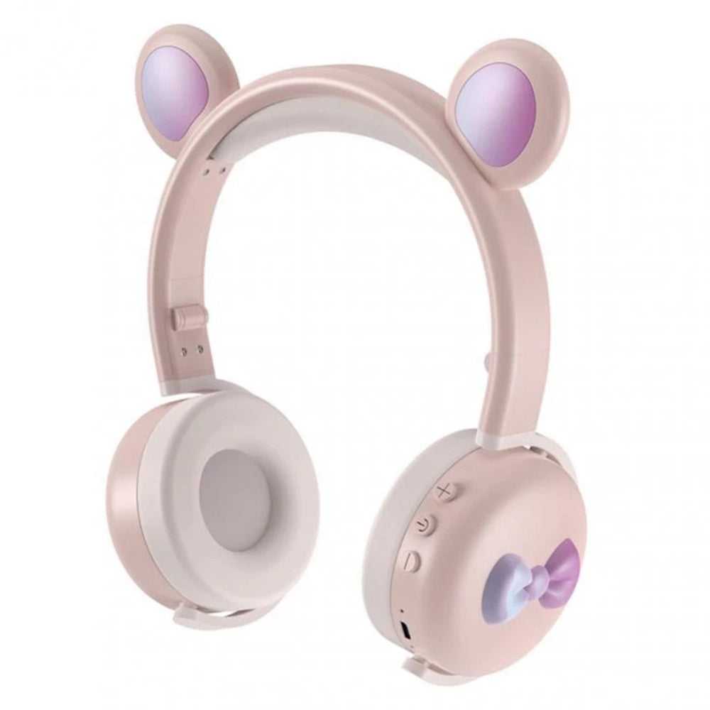 BK7 Cute Bear Wireless Bluetooth Headset Cartoon LED Light AUX-In Over Ear Headphone Children&#39;s Gift (CE Certificated)