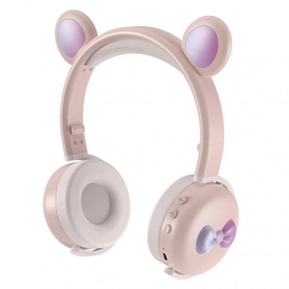 BK7 Cute Bear Wireless Bluetooth Headset Cartoon LED Light AUX-In Over Ear Headphone Children&#39;s Gift (CE Certificated)