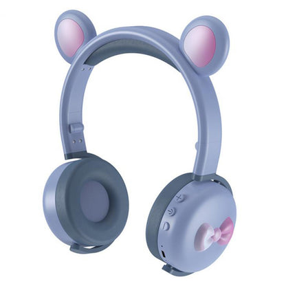 BK7 Cute Bear Wireless Bluetooth Headset Cartoon LED Light AUX-In Over Ear Headphone Children&#39;s Gift (CE Certificated)