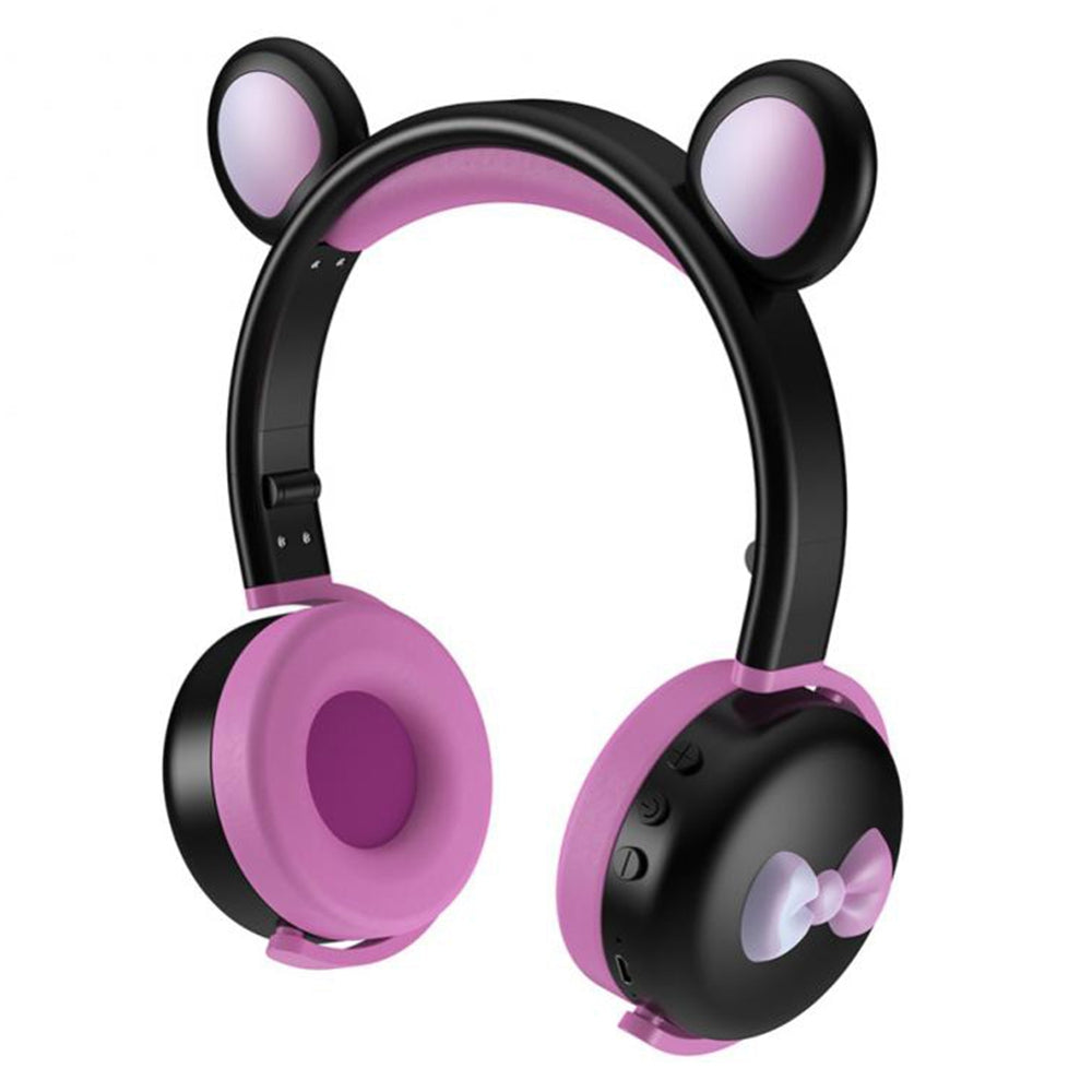 BK7 Cute Bear Wireless Bluetooth Headset Cartoon LED Light AUX-In Over Ear Headphone Children&#39;s Gift (CE Certificated)