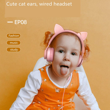 FINGERTIME EP08 Lovely Cute Cat Ear Decor Headset Wired Stereo Sound Headphones Muisc Stereo Girl&#39;s Kid&#39;s Earphones