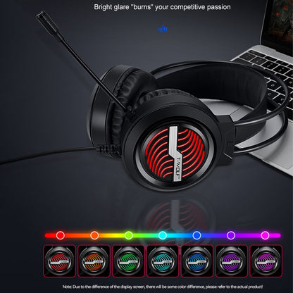 T-WOLF H130 Gaming Headset with Colorful Light/Noise-Canceling Microphone Wired Lightweight Headphone Stretchable Earphone with 3.5mm Jack for Laptop Computer