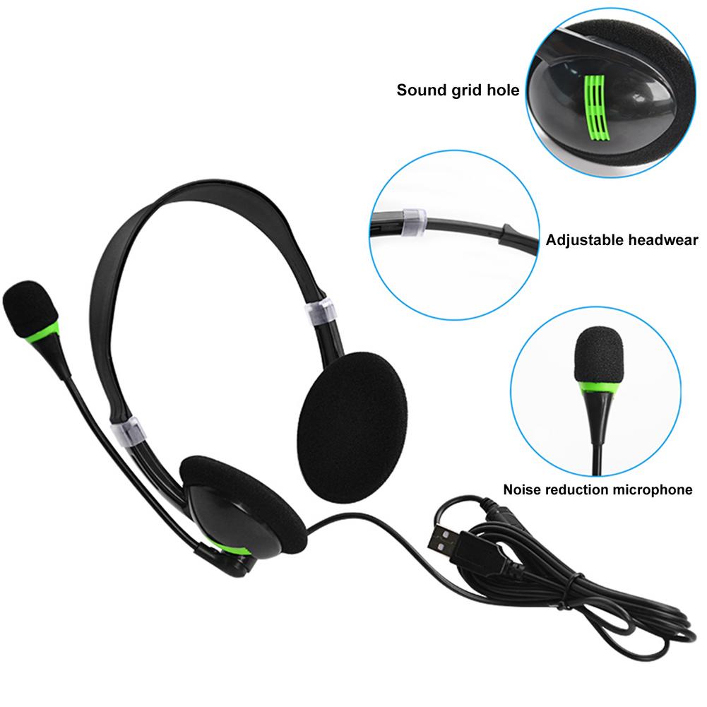 GUIDERAY USB Over-ear Wired Headphone Stereo Sound No Delay PC Gaming Music Headset with Microphone