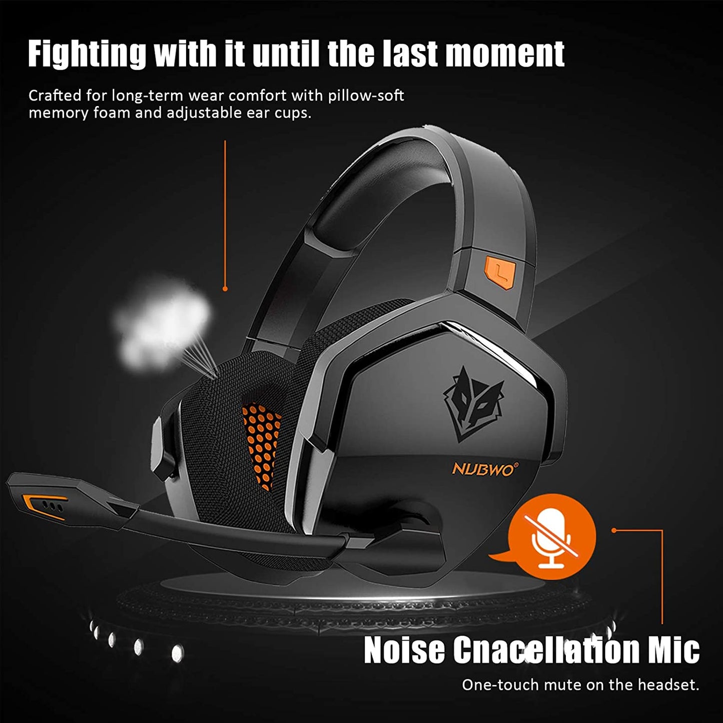 NUBWO G06 Wireless Gaming Headset with Noise Reduction Microphone 2.4G Bluetooth Headphone Stereo Earphone Composition with PC, Laptops, PS4, PS5, Nintendo Switch