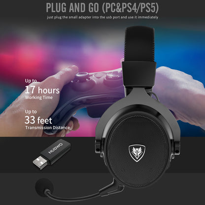 NUBWO G07 2.4G Gaming Headset Wireless Headphone with Noise Reduction Mic Stereo Cordless Earphone for PC, Laptops, PS4, PS5, Nintendo Switch