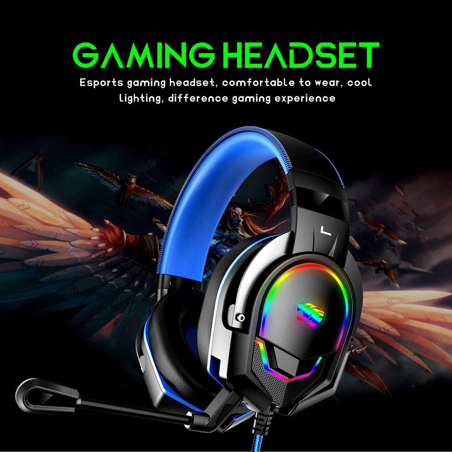 IMYB A88 Wired Over-Ear E-sports Headphone Heavy Bass RGB LED Light Gaming Headset