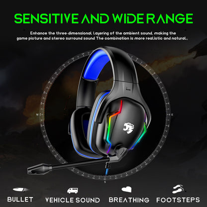 IMYB A80 Wired Over-Ear Stereo Headphone RGB Light Heavy Bass E-sports PC Gaming Headset