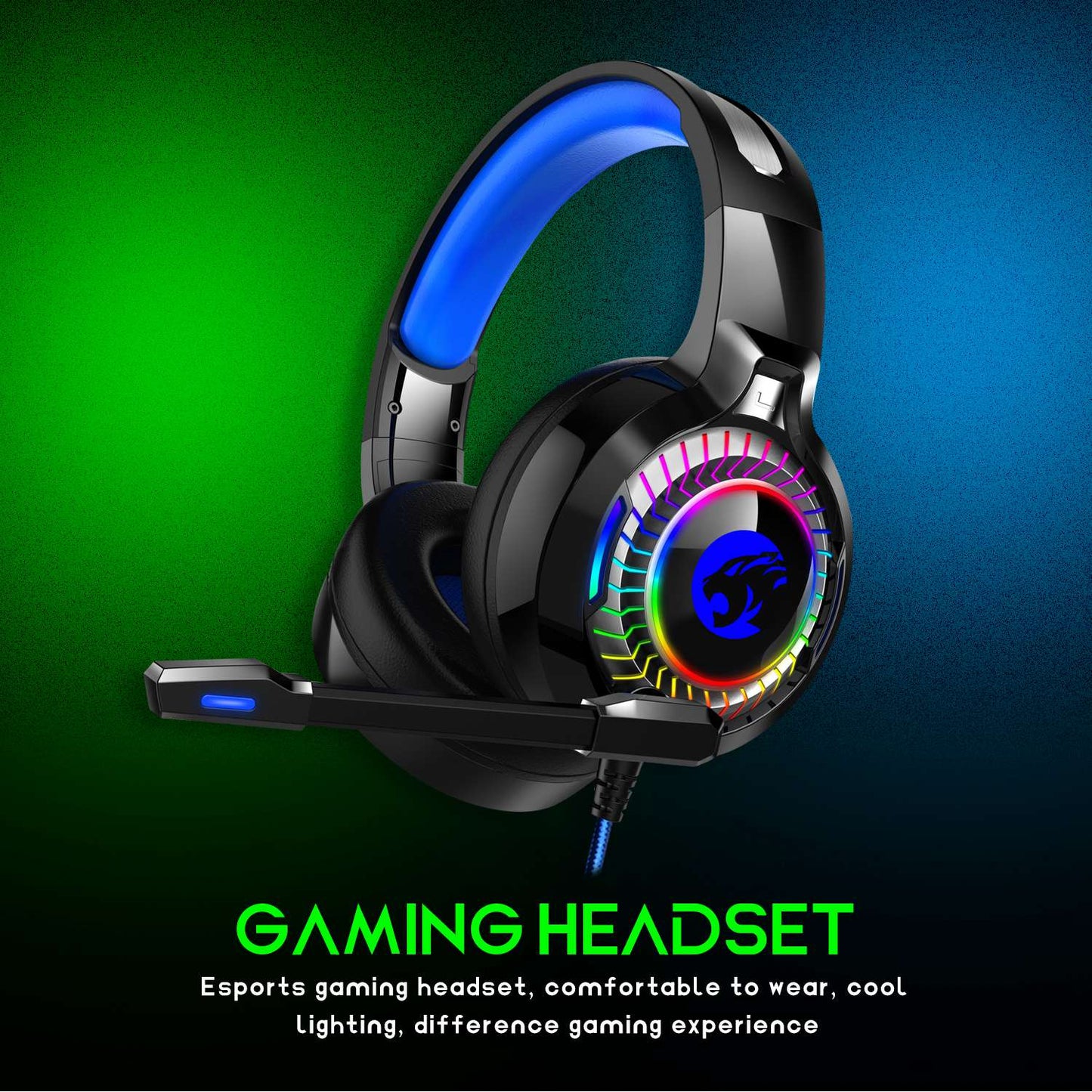 IMYB A60 RGB Light PC Gaming Headset Low Delay Noise Canceling Microphone Headphone - Grey