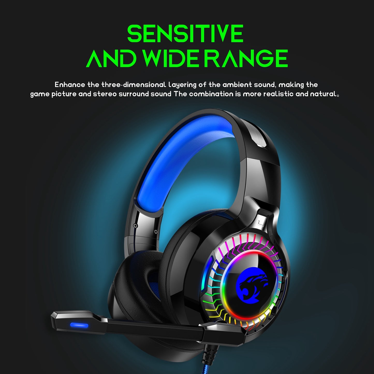 IMYB A60 RGB Light PC Gaming Headset Low Delay Noise Canceling Microphone Headphone - Grey