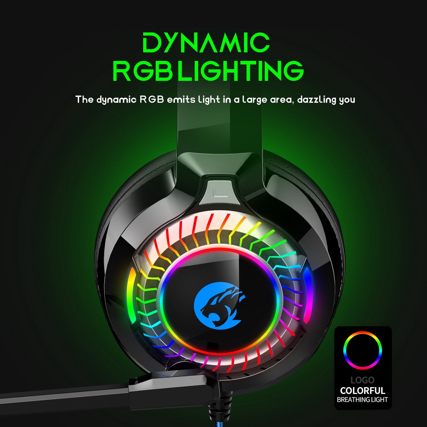 IMYB A60 RGB Light PC Gaming Headset Low Delay Noise Canceling Microphone Headphone - Grey