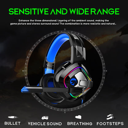 IMYB A66 USB+3.5mm Wired Over-Ear E-sports Headphone RGB Light Stereo 7.1 Bass PC Gaming Headset