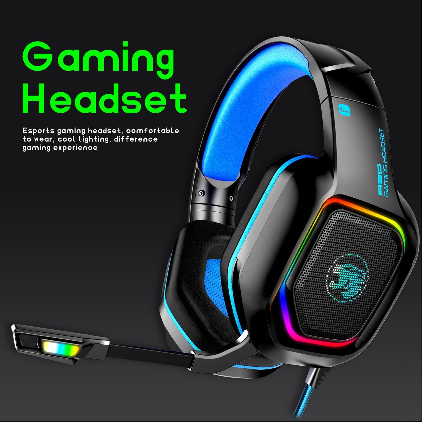 IMYB A30 Stereo Bass Gaming Headset RGB Wired Headphones for PS4 XBox PC Laptop Computer