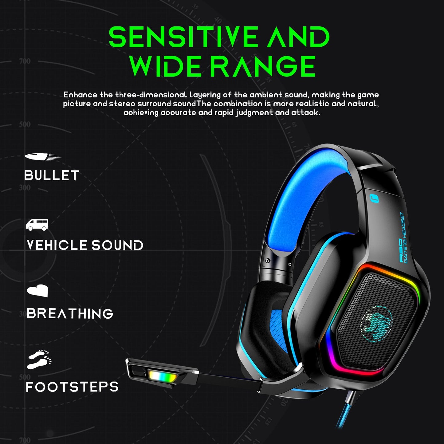 IMYB A30 Stereo Bass Gaming Headset RGB Wired Headphones for PS4 XBox PC Laptop Computer