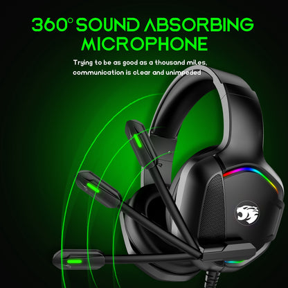 IMYB A36 Wired Headset Deep Bass Sound RGB Light Bluetooth Comfortable Earmuffs Music Gaming Headphone