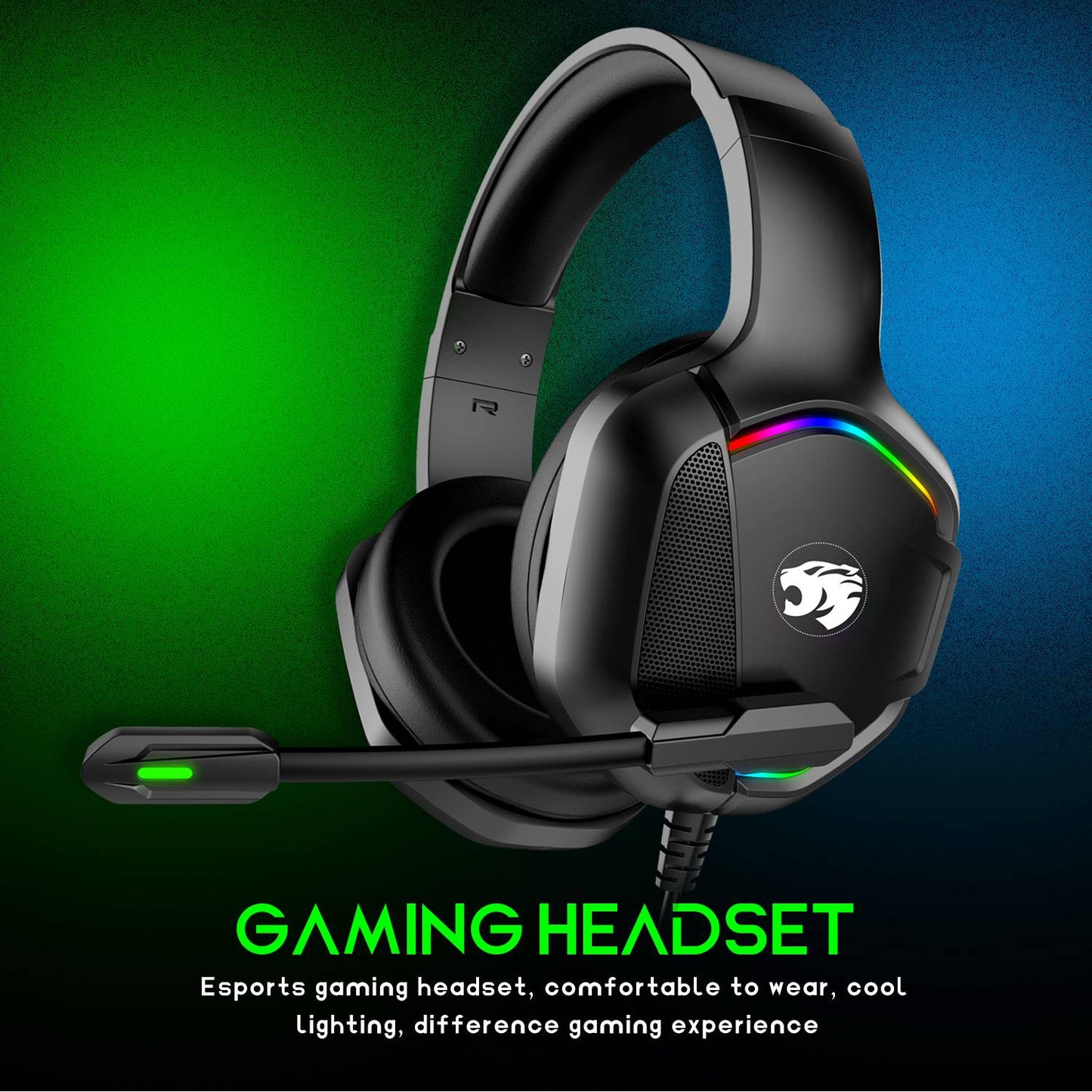 IMYB A36 Wired Headset Deep Bass Sound RGB Light Bluetooth Comfortable Earmuffs Music Gaming Headphone