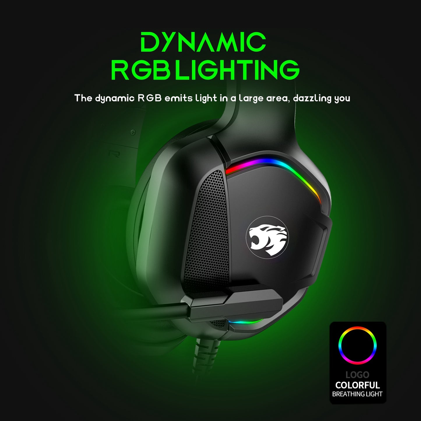 IMYB A36 Wired Headset Deep Bass Sound RGB Light Bluetooth Comfortable Earmuffs Music Gaming Headphone