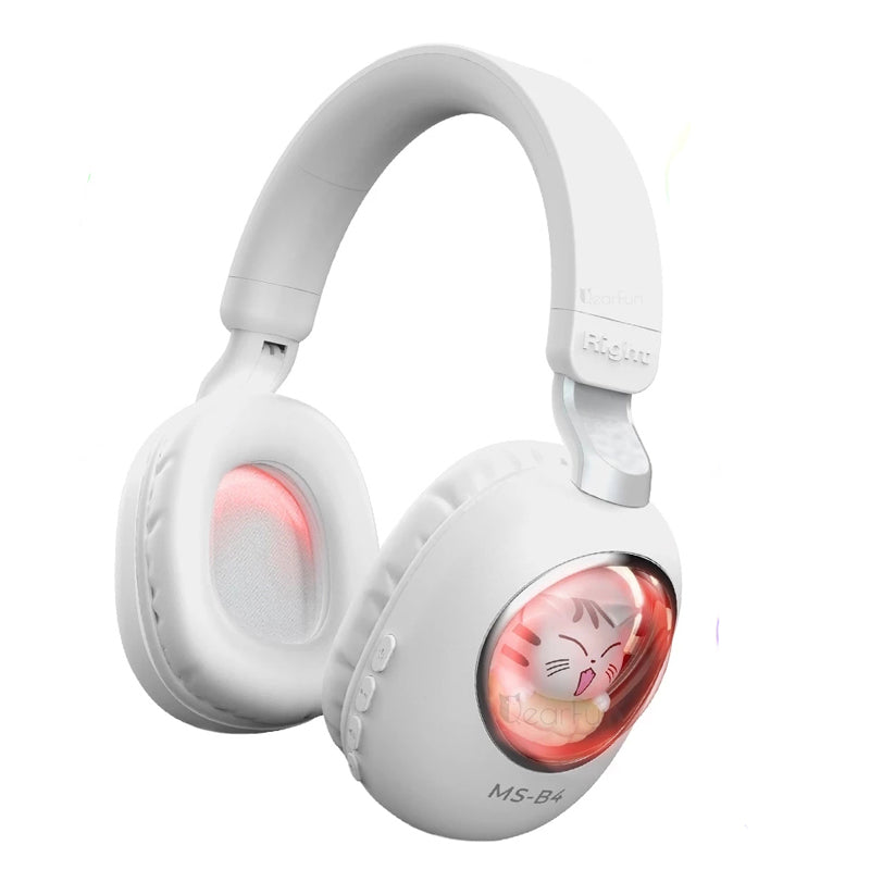 MS-B4 Cute Squirrel / Cat Wireless Bluetooth Headphone RGB Light Girls Kids Stereo Music Headset Gift