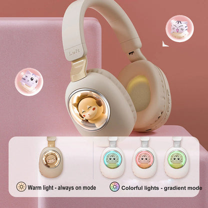 MS-B4 Cute Squirrel / Cat Wireless Bluetooth Headphone RGB Light Girls Kids Stereo Music Headset Gift