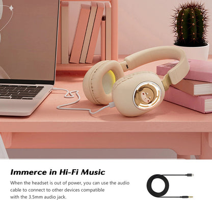 MS-B4 Cute Squirrel / Cat Wireless Bluetooth Headphone RGB Light Girls Kids Stereo Music Headset Gift