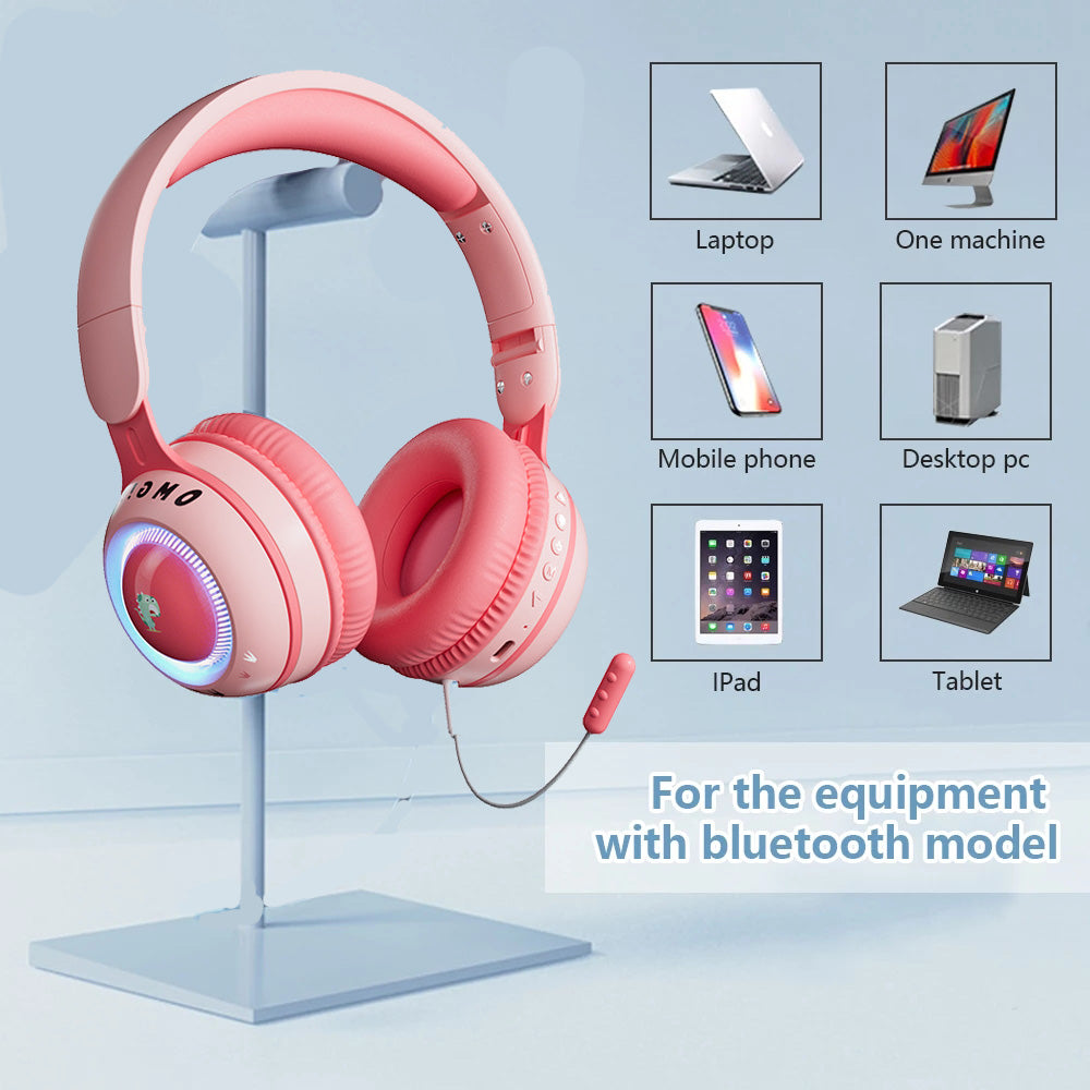 KE21 Wireless Bluetooth Headphone LED Light Kids Stereo Music Headset with Detachable Microphone (CE Certificated)