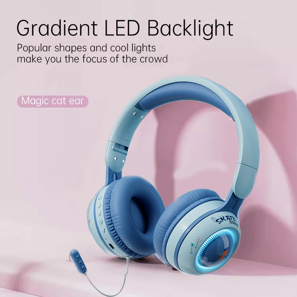 KE21 Wireless Bluetooth Headphone LED Light Kids Stereo Music Headset with Detachable Microphone (CE Certificated)