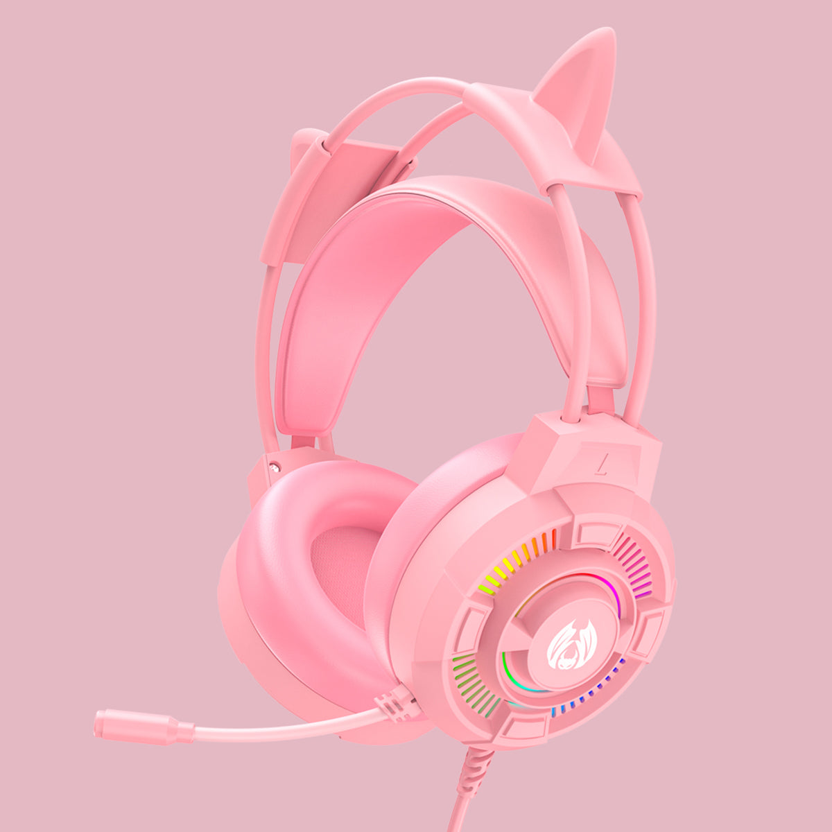 BATXELLENT H81 RGB Lighting Wired Headphone Gaming Headset with Noise Cancelling Mic, Cat Ears Design