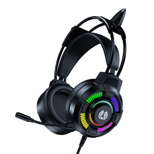 BATXELLENT H81 RGB Lighting Wired Headphone Gaming Headset with Noise Cancelling Mic, Cat Ears Design