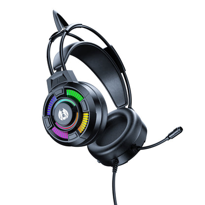 BATXELLENT H81 RGB Lighting Wired Headphone Gaming Headset with Noise Cancelling Mic, Cat Ears Design