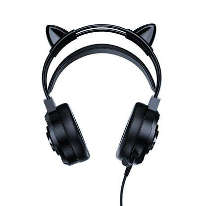 BATXELLENT H81 RGB Lighting Wired Headphone Gaming Headset with Noise Cancelling Mic, Cat Ears Design