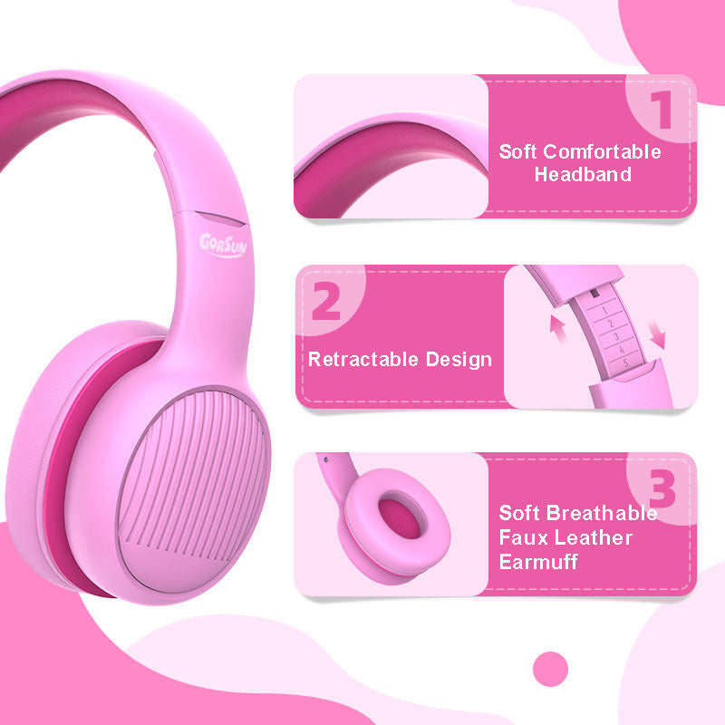 GORSUN E66 85 / 94dB Volume Limit Over-ear Bluetooth Headset Children Foldable Headphone