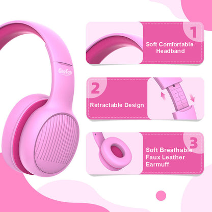 GORSUN E66 85 / 94dB Volume Limit Over-ear Bluetooth Headset Children Foldable Headphone