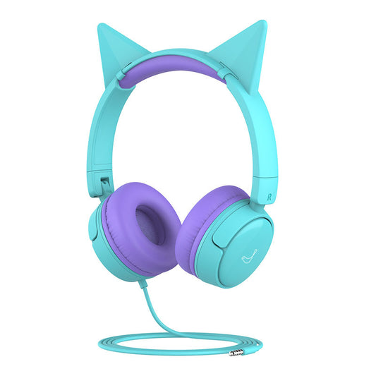 GORSUN GS-E62V Cat Ear Decor Folding Children Headphone Wired HiFi Earphone Over-ear Kid Headset