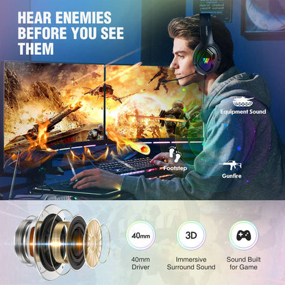 WINTORY M1 Wired Over-Ear E-sports Headphone Professional Gaming Headset with Colorful LED Light