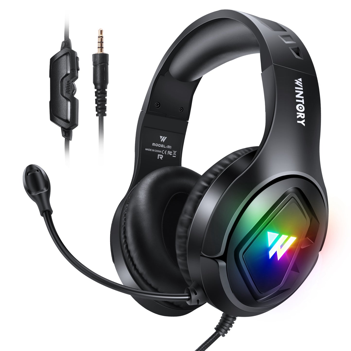 WINTORY M1 Wired Over-Ear E-sports Headphone Professional Gaming Headset with Colorful LED Light