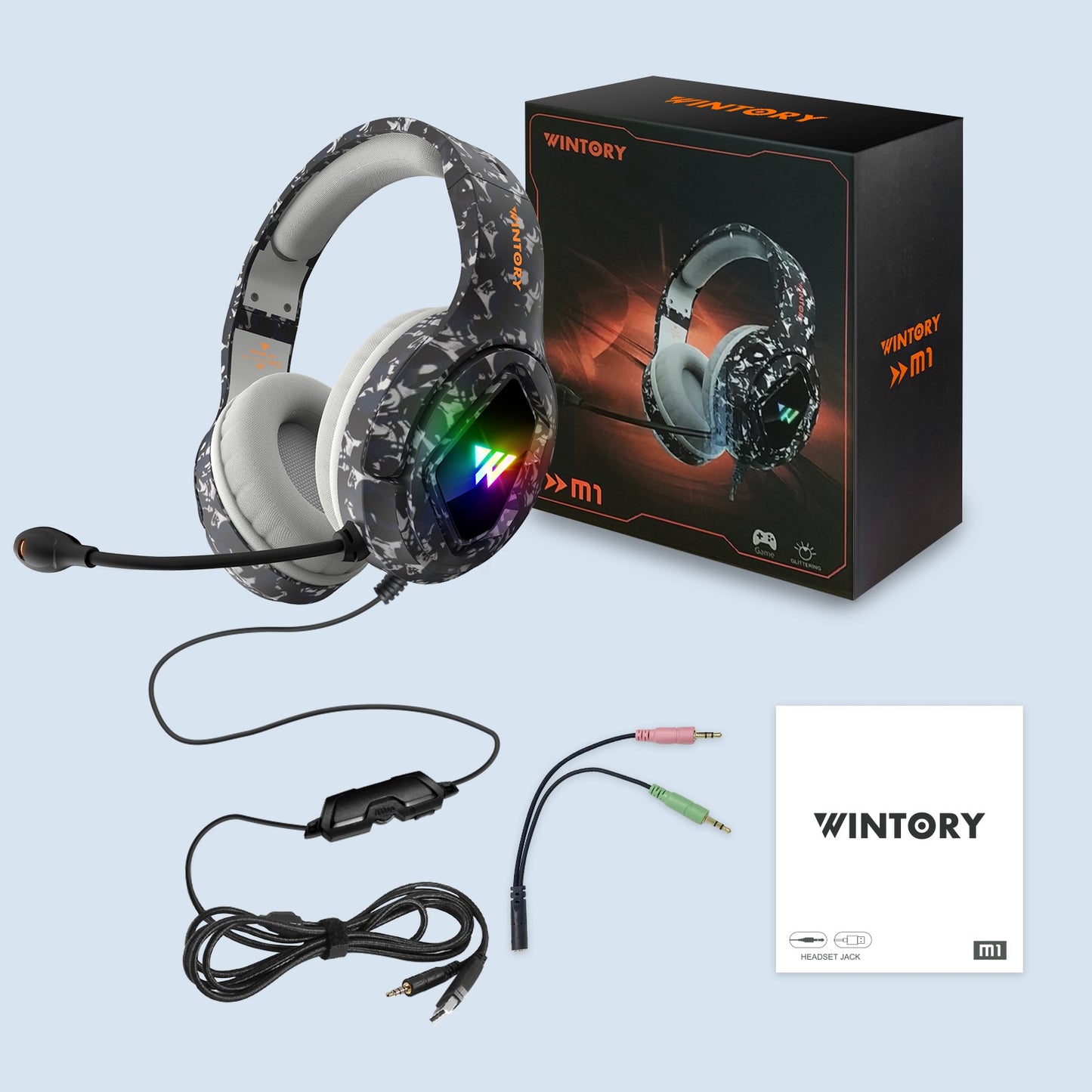 WINTORY M1 Wired Over-Ear E-sports Headphone Professional Gaming Headset with Colorful LED Light